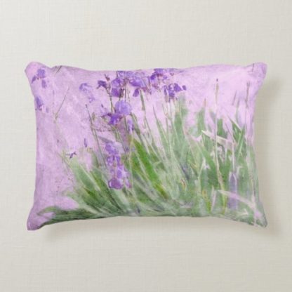 classic   purple   irises   digital   watercolor   floral   decorative   pillow