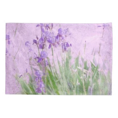 classic   purple   irises   digital   watercolor   floral   pillow   case