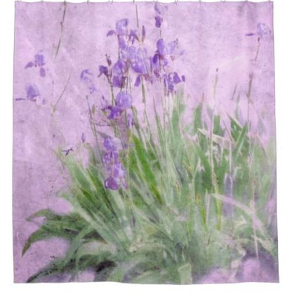 purple irises watercolor shower curtain