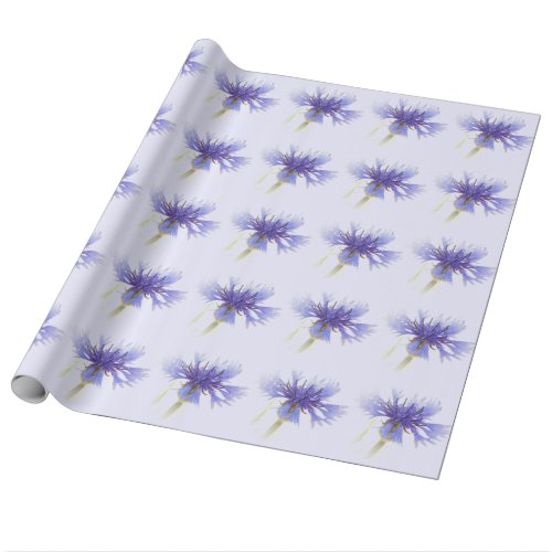 high   contrast   blue   cornflower   floral   photo   wrapping   paper