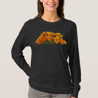 modern   orange   stylized   poppies   digital   art   t   shirt