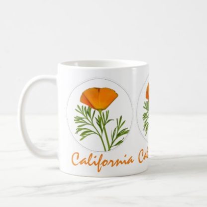 orange   california   text   a   golden   poppy   in   a   circle   coffee   mug