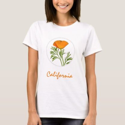 orange   california   text   a   golden   poppy   in   a   circle   t   shirt