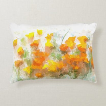 sunrise   poppies   impressionistic   orange   poppy   art   accent   pillow