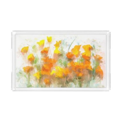 sunrise   poppies   impressionistic   orange   poppy   art   acrylic   tray
