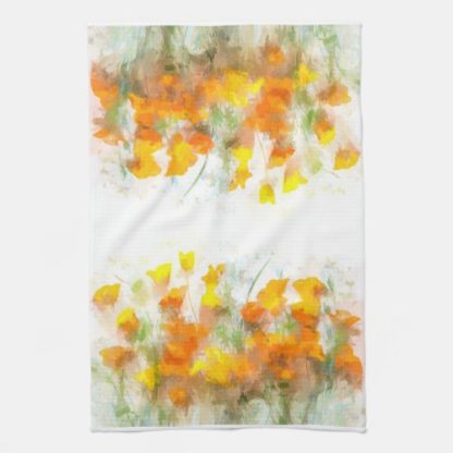 sunrise   poppies   impressionistic   orange   poppy   art   kitchen   towel