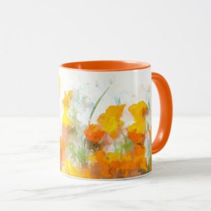 sunrise   poppies   impressionistic   orange   poppy   art   mug