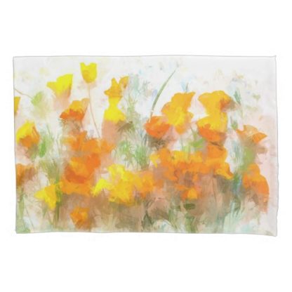 sunrise   poppies   impressionistic   orange   poppy   art   pillow   case