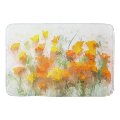 sunrise   poppies   impressionistic   poppy   art   bath   mat