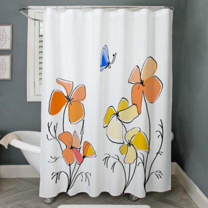 california poppy illustration shower curtain