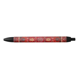 red-persian-rug-from-mashhad-black-ink-pen