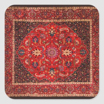 red-persian-rug-from-mashhad-square-sticker