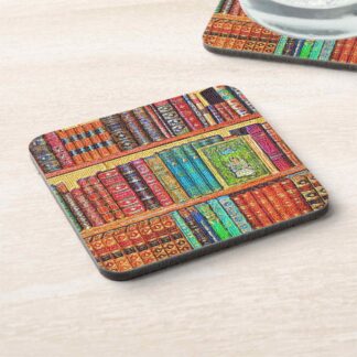 Library Books Drink Coasters
