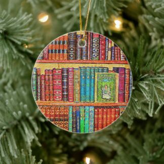 Library Books Ceramic Ornament Tree