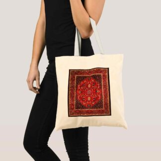 red persian rug tote bag